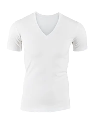 CALIDA Evolution T-Shirt Herren - Enganliegendes Herren-Shirt aus seidig weicher PIMA-Baumwolle, ideal unter dem Business-Hemd dank tiefem V-Ausschnitt und geringem Elasthananteil für optimale Elastizität.