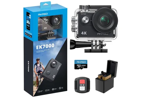 Akaso EK7000 Action Cam – 4K Ultra HD, WLAN, 30M wasserdicht - Erleben Sie brillante 4K Aufnahmen mit der Akaso EK7000 – ideal für Abenteuer. Wasserdicht bis 30m, leicht und kompakt, bietet sie kreative Aufnahmemodi und umfangreiches Zubehör für unvergessliche Momente unterwegs.
