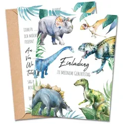 MeinBaby123® Einladungskarten Kindergeburtstag inkl. 10 Umschläge, Kindergeburtstag Jungs und Mädchen, Geburtstagseinladungen Kinder grün