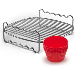 Philips HD9904/01 Compact Party-Kit - Küchenutensilien mit Grillrost und 7 Silikon-Muffinförmchen – ideal für kreative Backrezepte und Grillabende.