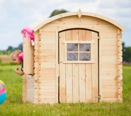 Timbela Kinderspielhaus aus Holz - Garten-Spielhaus für Kinder - Hochwertiges Spielhaus aus zertifiziertem Bio-Holz, einfach zu montieren und ideal für kreative Spielstunden im Freien. Perfekt für die Gestaltung und Aufbewahrung von Kinderspielzeugen.