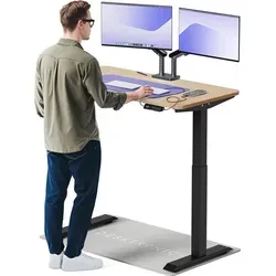 Desktronic HomeOne Elektrisch höhenverstellbarer Schreibtisch 120x60cm Bambus/Schwarz mit Memory-Funktion, Anti-Kollisions Technologie, USB-A und ... - Braun/Schwarz