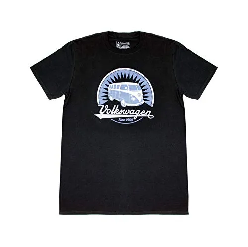 BRISA VW Collection - Volkswagen T-Shirt Unisex-Kurzarm T1 Bulli Motiv - Hochwertiges Unisex-T-Shirt mit Volkswagen T1 Bulli Motiv in Schwarz. Angenehmes Tragegefühl dank 100% Baumwolle, ideal für jeden Anlass. Offiziell lizenziertes Produkt, perfekt kombiniert zu Jeans oder Stoffhosen.