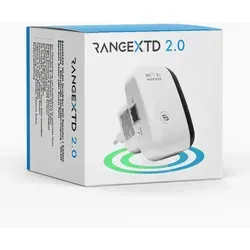 RANGEXTD WLAN Verstärker WiFi Repeater - WLAN-Repeater zur Überbrückung von Funklöchern mit blitzschnellem Signal, ideal für bis zu 10 Geräte und einfache WPS-Einrichtung.