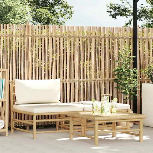 vidaXL 3-tlg. Garten-Lounge-Set mit Kissen aus Bambus - Elegantes Gartenmöbel-Set aus robustem Bambus mit dick gepolsterten Kissen für höchsten Komfort. Ideal für entspannende Stunden im Freien.
