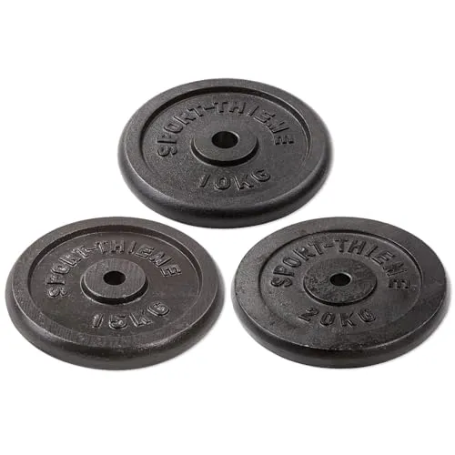 Sport-Thieme Hantelscheibe Gusseisen 10 kg - Hantelscheibe aus massivem Gusseisen, ideal für professionelles Krafttraining im Studio oder Zuhause. Erhältlich in verschiedenen Gewichtsstufen, perfekt für individuelles Training.