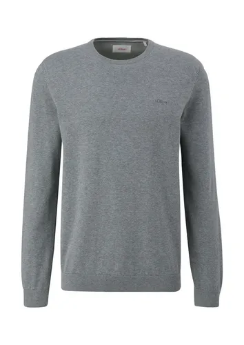 s.Oliver Herren Pullover 2143173, grau, S - Stylischer Crew Neck Pullover für Herren im Regular Fit, perfekt für einen lässigen Look. Ideal für den Alltag mit bequemem Tragegefühl und modischem Logo-Detail.