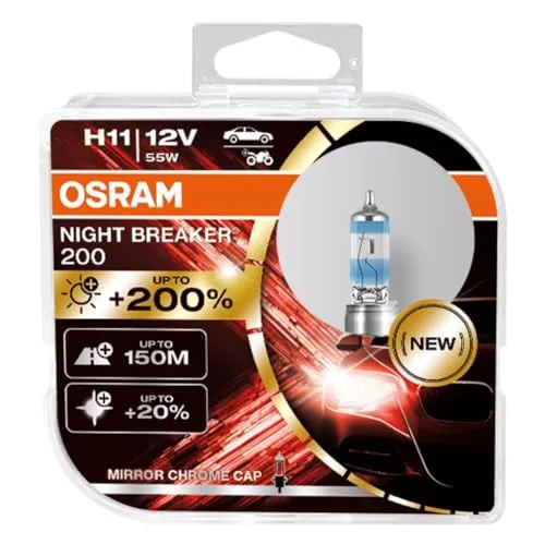 Ams-Osram NIGHT BREAKER® 200 Nebelscheinwerfer Glühlampe - Autobeleuchtungen mit bis zu 200% mehr Lichtausbeute für bessere Sicht und Sicherheit bei Nebel und Dunkelheit.