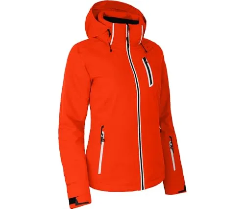 Bergson Skijacke NICE Damen – Wattierte Skijacke mit 20.000 mm Wassersäule - Wattierte Damen-Skijacke in Paprika, ideal für kalte Tage. Mit hoher Wasserdichtigkeit und normaler Passform bietet sie optimalen Schutz und Tragekomfort beim Skifahren.