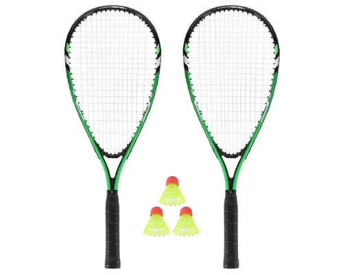 Nils Speed-Badmintonschläger Crossmintonschläger Set - 2 Schläger & 3 Federbälle - Crossminton Set für dynamisches Spiel, ideal für Freizeit und Profis. Zubehör: 2 Schläger, 3 windbeständige Federbälle und Schutzhülle für einfachen Transport.