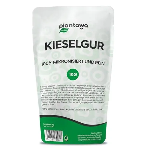 PLANTAWA Kieselgur Pulver 1kg | Hochwertige Diatomeenerde für den Garten - Hochwertiges Kieselgur Pulver zur effektiven Schädlingsbekämpfung und Saatgutkonservierung. Natürliche Herkunft und geprüfte Qualität für eine sichere Anwendung im Garten.