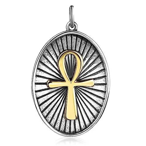 Materia Ägyptisches Kreuz Anhänger Silber 925 Damen KA-293 - Eleganter ovaler Anhänger mit ägyptischem Kreuz aus 925 Sterling Silber, ideal für Ketten bis 2,2 mm. Stilvoll und vielseitig, perfekt für jeden Anlass.