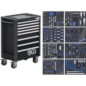 BGS Werkstattwagen Profi Exclusive mit 259 Werkzeugen - Werkstattwagen bestückt mit 259 hochwertigen Werkzeugen, ideal für Profis und Hobbybastler. Inklusive robuster Werkstattwageneinlagen aus Hartschaum für optimale Organisation.