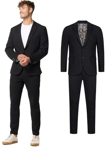 Jeff Anzug 2-Teiler Herren Slim Fit Jersey schwarz - Eleganter 2-Teiler für Herren, bietet perfekten Sitz und hohen Tragekomfort – ideal für besondere Anlässe.