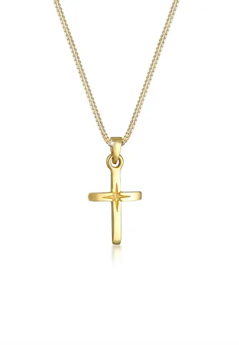 Elli Kette mit Anhänger Kreuz aus 925 Silber - Ketten mit Anhänger, handgefertigte Panzerkette mit glänzendem Kreuzanhänger, ideal zur Kommunion oder als besonderes Geschenk.