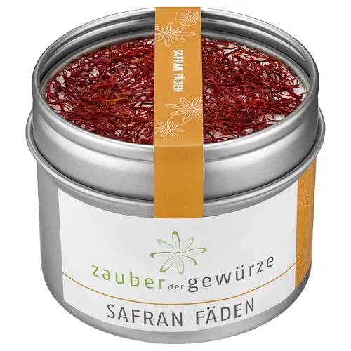 Zauber der Gewürze Safran Fäden - Ungemahlene Kräuter & Gewürze - Echter Safran der höchsten Qualitätsstufe ISO Cat. 1 für intensiv aromatische Gerichte und brillante Farbintensität.