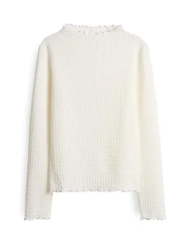 OPUS Damen Langarmshirt SIRKEN Slim mit Kurbelkanten in Milk, Größe 44 - Vielseitiges OPUS Damen Langarmshirt aus hochwertigem Jersey. Das schmal geschnittene Longsleeve bietet eleganten Komfort und zahlreiche Kombinationsmöglichkeiten für stilvolle Alltagslooks.