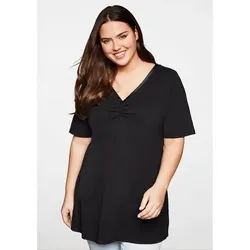 Sheego Longshirt Große Größen mit Raffung schwarz 44/46