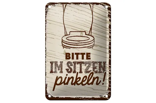 Blechschild Spruch lustig Bitte im sitzen pinkeln 12x18 cm Schild