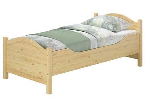 Seniorenbett extra hoch 90x200 aus Massivholz Kiefer - Stabiles Seniorenbett mit höhenverstellbarer Liegefläche für einfaches Aufstehen, ideal für Senioren und als Gästebett geeignet.
