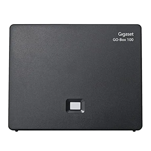 Gigaset GO Box 100 DECT Basisstation - Telefonzubehör mit Unterstützung für Festnetz- und Internet-Telefonie, bis zu 300 Meter Reichweite und kompatibel mit bis zu 6 Gigaset Mobilteilen.