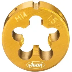 VIGOR Schneideisen V7181-3 M14x1,5mm TIN - Präzises Schneideisen für M14 x 1,5mm Gewinde, ideal für präzise Bearbeitung und langlebige Ergebnisse.