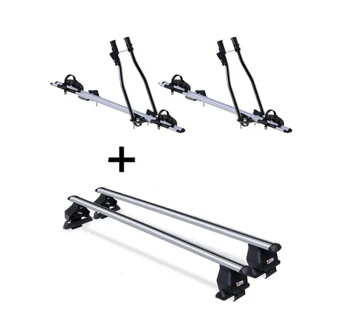 VDP Dachträger Set für Alfa Romeo 147 Kombi - Dachträger und 2x Fahrradträger SAGITTAR für Alfa Romeo 147 (Kombi 5 Türer) 2000-2010, ideal für den sicheren Transport von Fahrrädern auf dem Dach, einfache Montage und hochwertige Materialien.