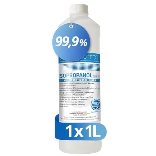 Nanoprotect Isopropanol 99,9% - 1 Liter Reinigungsalkohol (Premium IPA - Made in Germany - Für Haushalt und Elektronik)