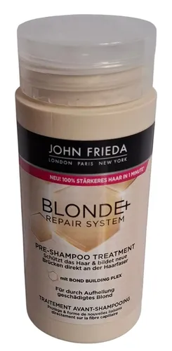 John Frieda BLONDE+ Repair System Pre-Shampoo Treatment - Inhalt: 100 ml - Mit Bond Building Plex - Für durch Aufhellung geschädigtes Blond - Schützt das Haar