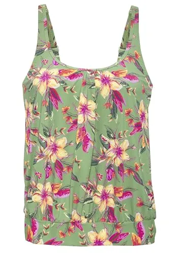 LASCANA Tankini-Top Malia - Tankini-Oberteile mit lockerem Schnitt, tropischem Print und integrierten Softcups für optimalen Komfort und Unterstützung beim Schwimmen.