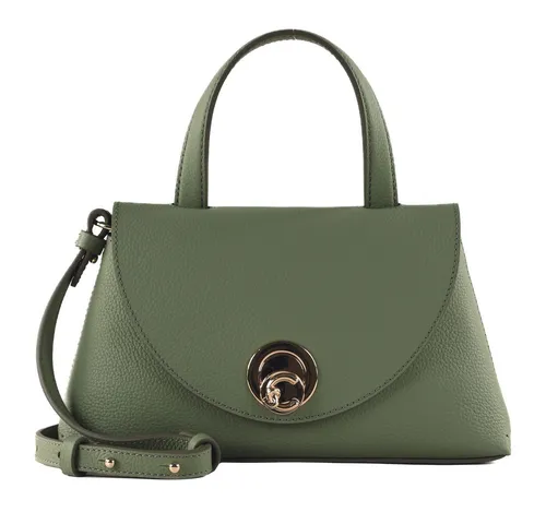 COCCINELLE Umhängetasche Double Grainy Leather in Grün - Elegante Handtasche aus echtem Leder mit verstellbarem Schulterriemen. Ideal für den Alltag, bietet Platz für Essentials und setzt modische Akzente.