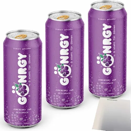 usy Bundle für GÖNRGY Juneberry Jam by Montanablack 3er Pack (3x0,5l Dose) incl. DPG Pfand + usy Block