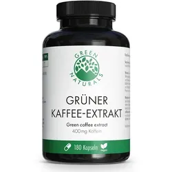 GREEN NATURALS Grüner Kaffee-Extrakt 100% Koffein - Nahrungsergänzungsmittel mit 400 mg Koffein aus grünem Kaffee-Extrakt pro Kapsel, ideal zur Steigerung der Energie und Konzentration.