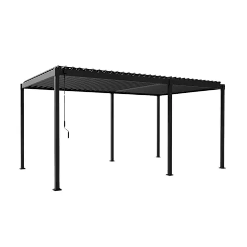 Mirador Pergola Solid - 3m x 5m Anthrazit - Carport mit robustem verzinktem Stahl, idealer Sonnenschutz mit justierbaren Lamellen für individuelle Schattenanpassung. Perfekt für begrenzte Räume und elegante Gestaltung.