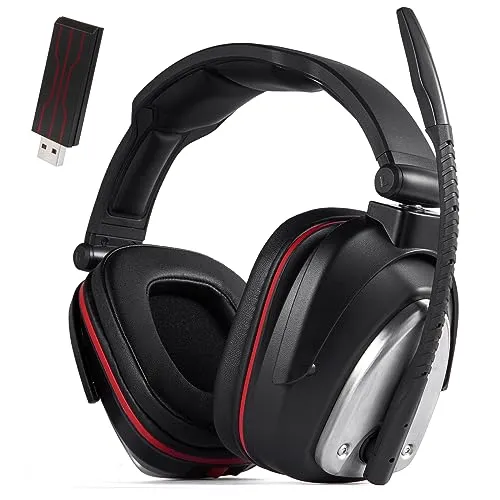 HUHD 2.4G Wireless Gaming Headset für PS4,PS4 Slim Nintendo Switch und PC Deep Bass und rotierende Metallohrmuscheln