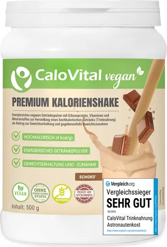 CaloVital Zunehmen Hochkalorische Trinknahrung - Vegane Proteinpulver für Gewichtszunahme, geschmackvoll in Schokolade und laktosefrei, ideal für Sportler und aktive Menschen.