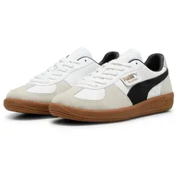 PUMA PALERMO LTH Sneaker, Gr. 46 - Sportliche Sneaker aus Leder mit Wildleder-Overlays, inspiriert von Fußballtradition. Ideal für Sneakerheads und Fußballfans, in PUMA White-Vapor Gray-Gum.