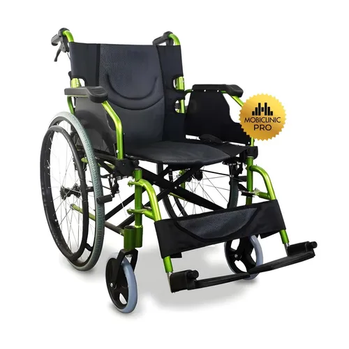 Faltbarer Aluminium Rollstuhl Bolonia – Leicht & Manuell mit Bremsen - Behinderten-Bedarf: Ultraleichter, faltbarer Rollstuhl mit geteilter Rückenlehne für maximale Mobilität und Sicherheit, ideal für drinnen und draußen.