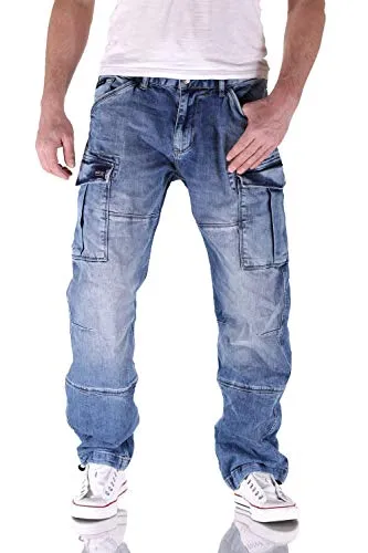 Big Seven Brian Medium Blue Cargo Herren Jeans - W40/L36 - Bequeme Cargo Jeans im Comfort Fit mit praktischen Oberschenkeltaschen und verstellbaren Beinenden. Ideal für den Alltag, gefertigt aus hochwertiger Baumwolle für optimalen Tragekomfort.