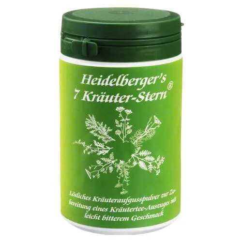 Heidelbergers 7 Kräuter Stern Tee - Arzneimittel mit einer einzigartigen Mischung aus 7 Kräutern, die Bitterstoffe enthalten und den Körper positiv unterstützen. Ideal für alle, die den Geschmack von Kräutern als Tee genießen möchten.