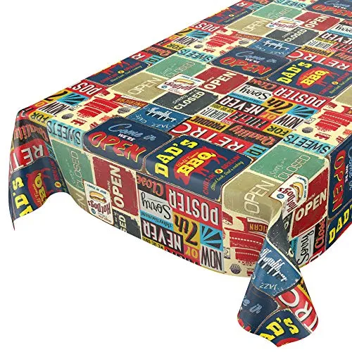 Wachstuchtischdecke abwaschbar 240x140cm - Retro USA Style - Pflegeleichte, abwaschbare Tischdecke mit PVC-Beschichtung, ideal für Indoor und Outdoor. Robust, schmutzabweisend und leicht zu reinigen – perfekt für Feste, Partys oder den täglichen Gebrauch!