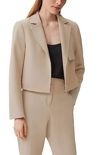comma Damen Blazer 60.2.61.15.152.2134858, 8091 beige, Größe 46 - Eleganter Blazer für Damen mit Piquéstruktur und Reverskragen, ideal für stilvolle Auftritte.