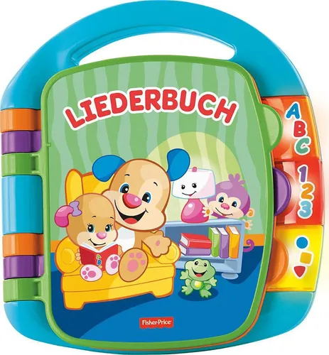 Fisher-Price CDH40 Baby Musikbuch - Interaktives Musikspielzeug für Babys ab 6 Monaten, fördert Feinmotorik und Sprachentwicklung mit aufleuchtenden Knöpfen und Tragegriff für unterwegs.