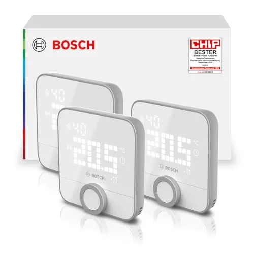 Bosch Smart Home Raumthermostat II, 3er Set für kabelgebundene Heizsysteme - Intelligente Heizungssteuerung für optimale Raumtemperatur. Flexibel programmierbar und steuerbar via App oder Sprache. Inklusive Unterputzgehäuse für einfache Installation.