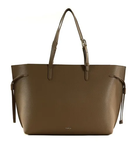Furla Ava L Tote - Shopper L 36 cm (toffee/nero) - Elegante Handtasche aus hochwertigem, genarbtem Material mit goldfarbenen Beschlägen für einen stilvollen Auftritt.