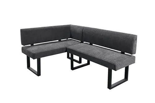 Sitzbank Vancouver, schwarz - Modernes Design - Eckbank in Schwarz mit stabilem Kufengestell aus Metall und hochwertigem Mikrofaserbezug. Ideal für stilvolle Wohnräume. Maße: B: 181,5 cm, H: 86 cm.