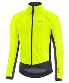 GOREWEAR C3 GORE-TEX INFINIUM™ Thermo Jacke, Neon Yellow/Black, M - Funktionsjacke für Herren, winddicht und stark wasserabweisend dank GORE-TEX INFINIUM™ Technologie. Ideal für kalte Wetterbedingungen mit sportlicher Passform und atmungsaktivem Fleece-Innenfutter.