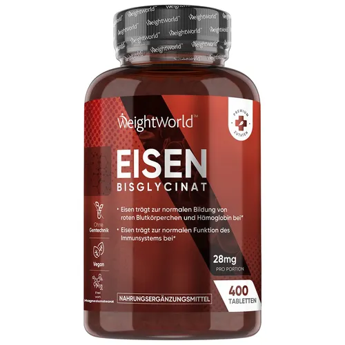Eisen Tabletten - 400Stück - 28mg - für Frauen & Männer - Hämoglobin - 6+ Monate