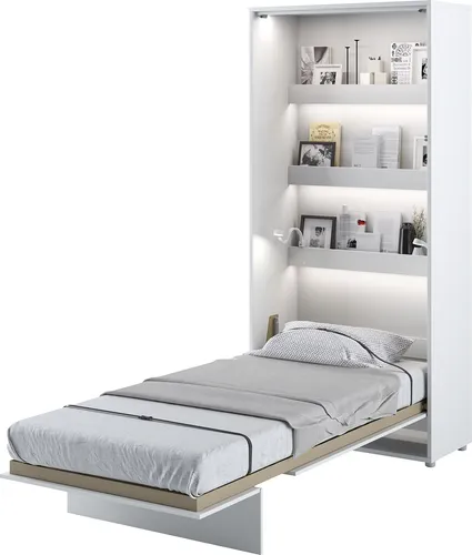 MEBLINI Schrankbett Bed Concept - Vertikales Klappbett mit Lattenrost - Platzsparendes Wandbett mit halautomatischem Mechanismus und praktischen Ablagen. Ideal für kleine Räume und bietet zusätzlichen Stauraum.