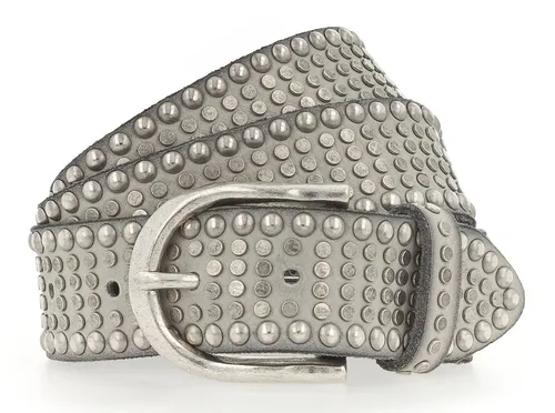 b.belt Ledergürtel grau W90 - Gürtel aus 100% Leder in Light Grey, ideal für einen lässigen Look mit stylischen Nieten-Applikationen. Perfekt für Modebewusste!